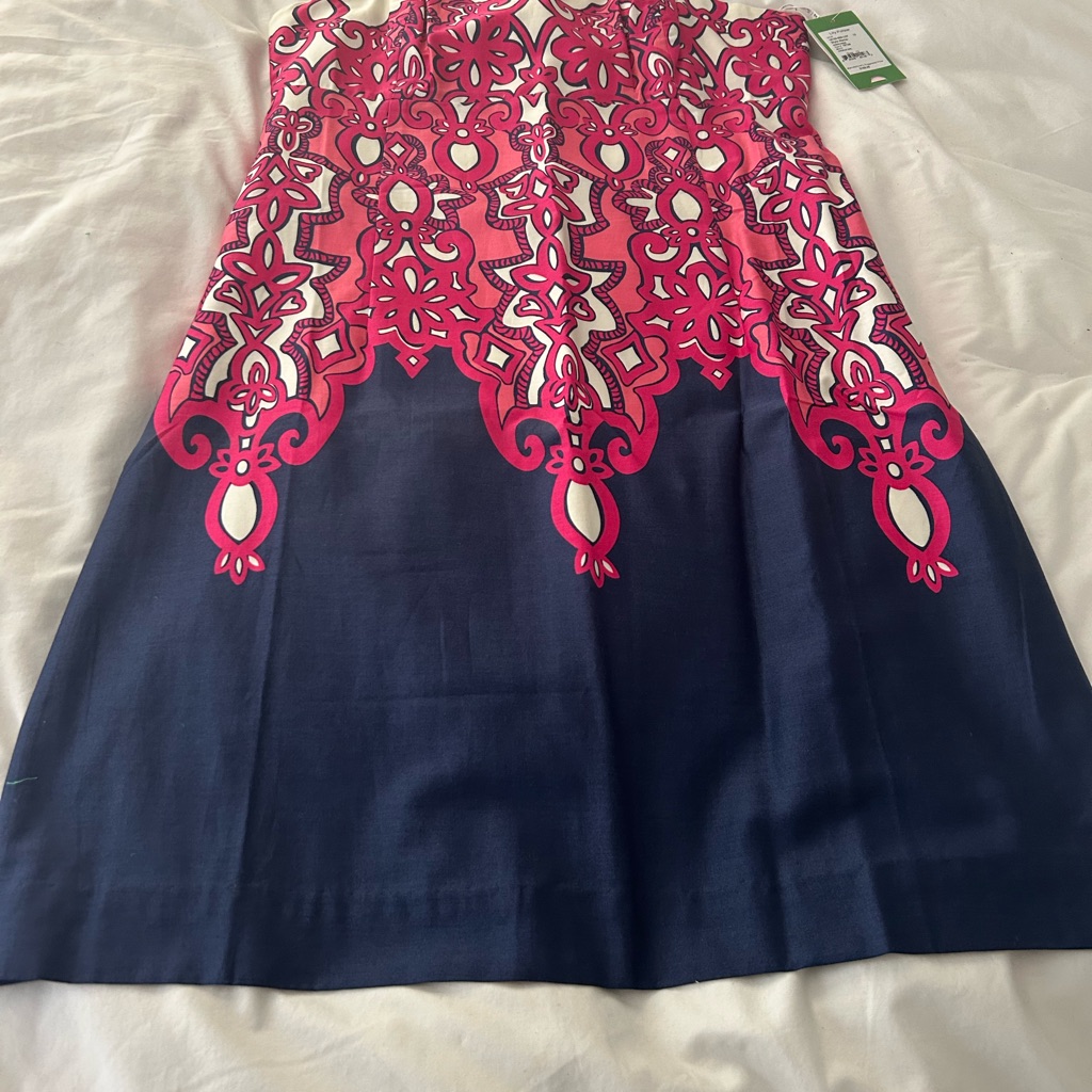Lilly Pulitzer Pink And Blue Strapless Dress